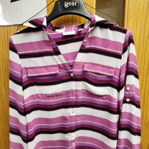 Purple & white striped New York & Company shirt